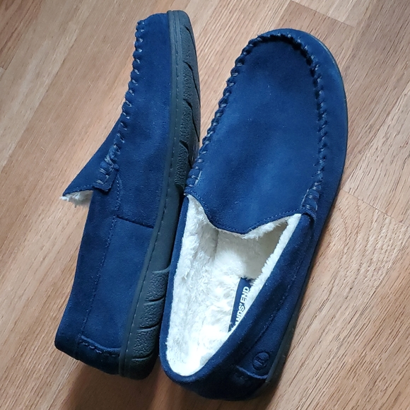 LANDS'END Shoes Lands End Mens Suede Leather Moccasin Slippers